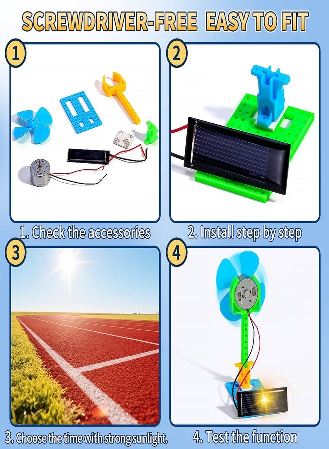 مجموعات STEM بالجملة - 8 مجموعات من المراوح التي تعمل بالطاقة الشمسية، مجموعات علمية للأطفال من عمر 8-12 و12-14 و10-12 عامًا، ألعاب بناء STEM للأعمار من 8-13 عامًا، أشغال يدوية للأطفال من الأولاد والبنات، هدايا مدرسية وأنشطة تجريبية - Image 3